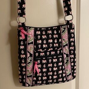 Vera Bradley Black and Pink Elephant Crossbody Bag